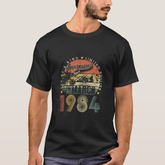 40歳ヴィンテージ1984年3月40歳の誕生日プレゼント Tシャツ (正面)