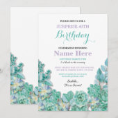 40歳以上の誕生日パーティー 花の白い招待状 招待状 (正面/裏面)