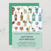 40歳招待状カクテルコンテンポラリー 招待状 (正面/裏面)