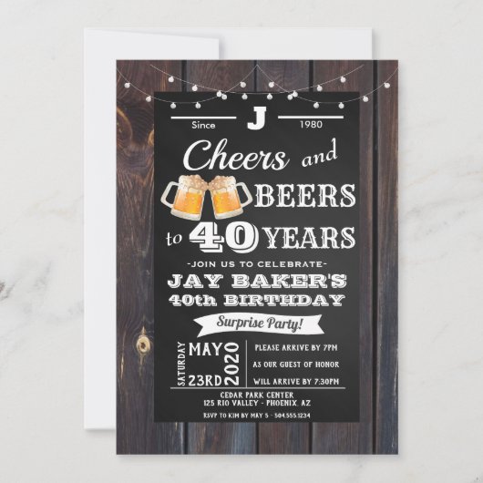 40歳招待状、21歳誕生日招待状 招待状 (正面)