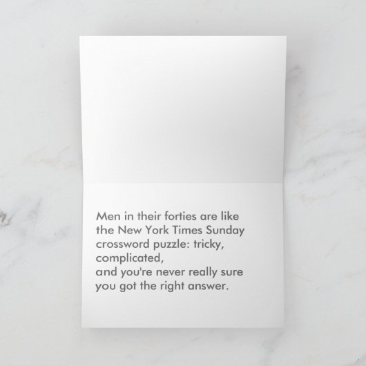 40歳男性への誕生日のクロスワードパズル カード (内部)