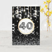 40歳白黒ゼブラグリッター灯 カード (黄色い花)