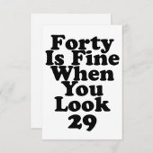 40歳素晴らしで29歳40代おもしろいを見感謝している サンキューカード (正面/裏面)