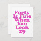 40歳素晴らしで29 40おもしろい歳 サンキューカード (正面/裏面)