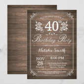 40歳素朴の誕生日招待状フローラ 招待状 (正面/裏面)