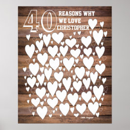 40歳素朴誕生日のゲストブックポスター ポスター