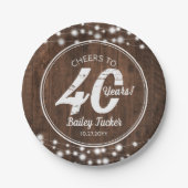 40歳素朴誕生日ストリングライツバースデーパーティー ペーパープレート (正面)