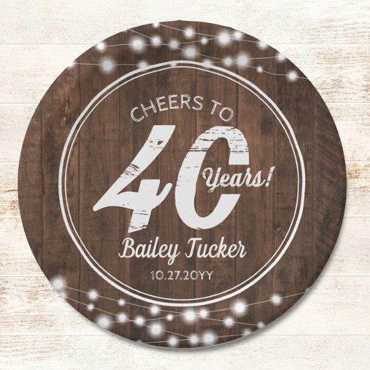 40歳素朴誕生日ストリングライツバースデーパーティー ペーパープレート