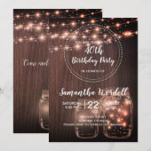 40歳素朴誕生日ストリングライト招待状 招待状 (正面/裏面)