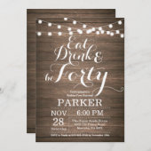 40歳素朴誕生日招待状ウッド 招待状 (正面/裏面)
