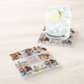 40歳誕生日のピンク色のグリッター写真ガーリーコラージュ ガラスコースター (アングル)