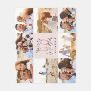 40歳誕生日のピンク色のグリッター写真ガーリーコラージュ フリースブランケット