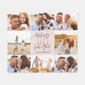 40歳誕生日のピンク色のグリッター写真ガーリーコラージュ フリースブランケット (正面(横))