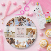 40歳誕生日のピンク色のグリッター写真ガーリーコラージュ  ペーパープレート (パーティー)