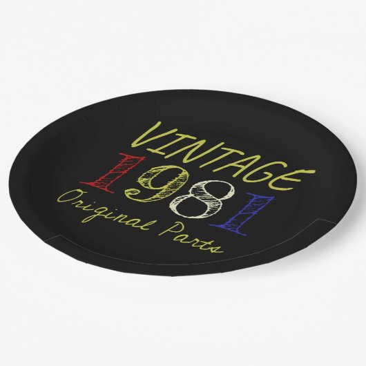 40歳誕生日ギフトレトロヴィンテージ1981 ペーパープレート (アングル)