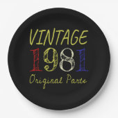 40歳誕生日ギフトレトロヴィンテージ1981 ペーパープレート (正面)