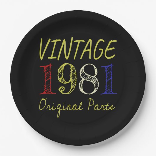 40歳誕生日ギフトレトロヴィンテージ1981 ペーパープレート (正面)