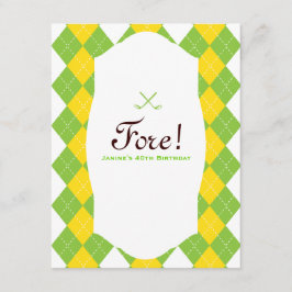 40歳誕生日ゴルフアーガイル柄のパーティー 招待状