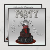 40歳誕生日ディスコディバケーキシルバースパークルヒール 招待状 (正面/裏面)