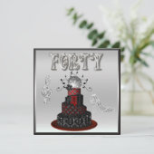 40歳誕生日ディスコディバケーキシルバースパークルヒール 招待状 (スタンド正面)