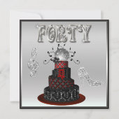 40歳誕生日ディスコディバケーキシルバースパークルヒール 招待状 (正面)