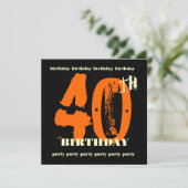 40歳誕生日パーティーオレンジグランジ招待状 招待状 (スタンド正面)