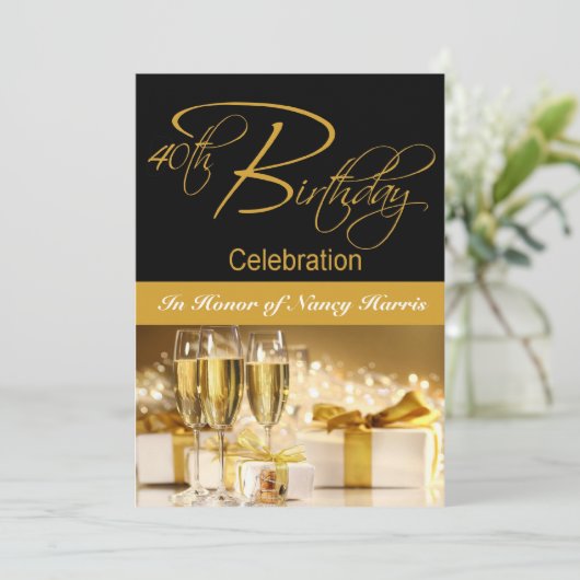 40歳誕生日パーティーパーソナライズされた招待状 招待状 (スタンド正面)