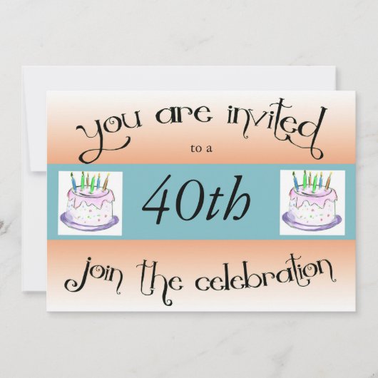 40歳誕生日パーティーパーソナライズされた招待状 招待状 (正面)