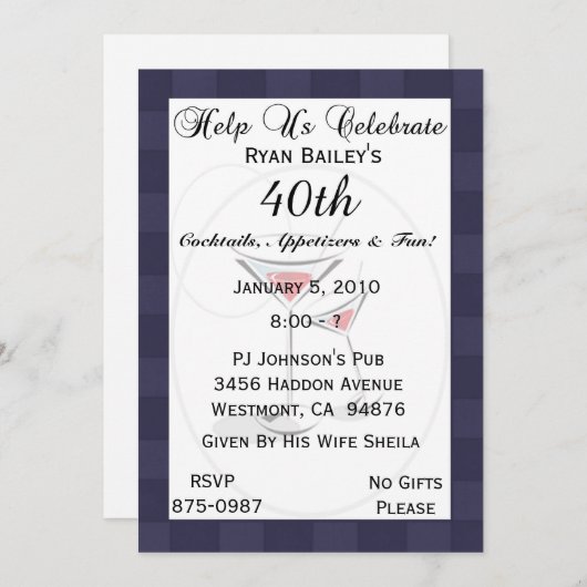 40歳誕生日パーティーパーソナライズされた招待状 招待状 (正面/裏面)