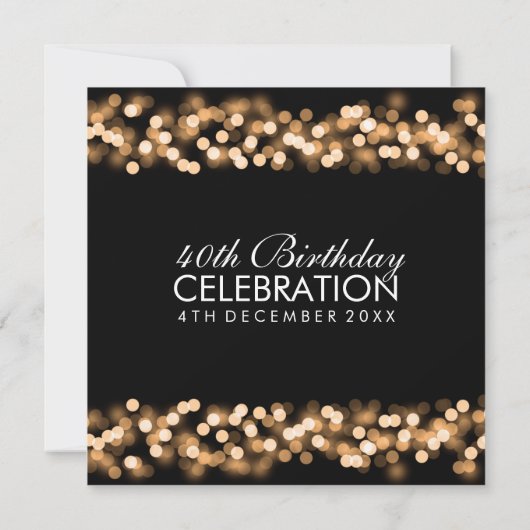 40歳誕生日パーティーフェイク金ゴールドハリウッドグラム 招待状 (裏面)