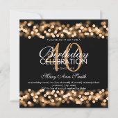 40歳誕生日パーティーフェイク金ゴールドハリウッドグラム 招待状 (正面)