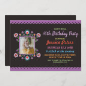 40歳誕生日パーティーフローラ祭メキシコ写真 招待状 (正面/裏面)