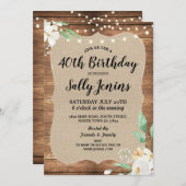 40歳誕生日パーティーフ素朴ラワーフローラ招待状 招待状 (正面/裏面)