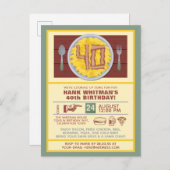 40歳誕生日パーティーメンズベーおもしろいコンテーマ インビテーションポストカード (正面/裏面)