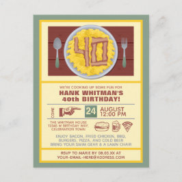 40歳誕生日パーティーメンズベーおもしろいコンテーマ インビテーションポストカード