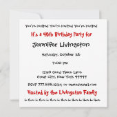 40歳誕生日パーティー招待状白黒テンプレート 招待状 (裏面)