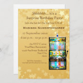 40歳誕生日パーティー金ゴールドカジノスロットマシン 招待状 (正面/裏面)