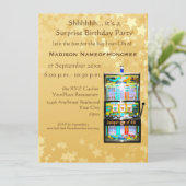 40歳誕生日パーティー金ゴールドカジノスロットマシン 招待状 (スタンド正面)