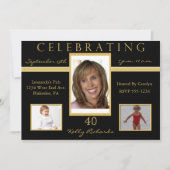 40歳誕生日パーティー3枚写真招待状 招待状 (正面)