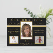 40歳誕生日パーティー3枚写真招待状 招待状 (スタンド正面)