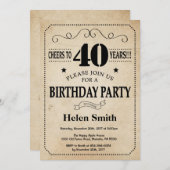 40歳誕生日招待状素朴ヴィンテージレトロ 招待状 (正面/裏面)