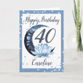 40歳誕生日蓮の花青 カード (正面)
