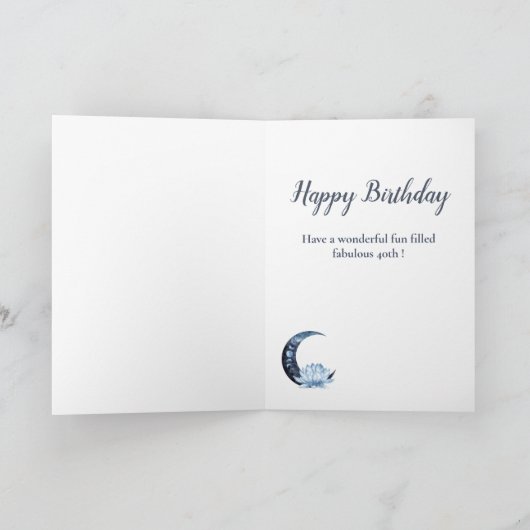 40歳誕生日蓮の花青 カード (内部)