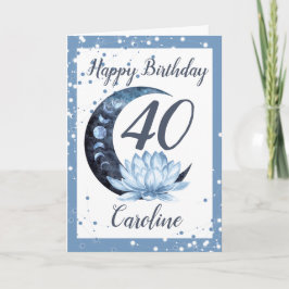 40歳誕生日蓮の花青 カード