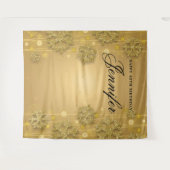 40歳誕生日 ゴールド ウィンター グリッター 背景 タペストリー (正面(横))