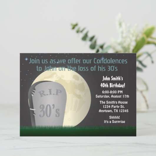 40歳誕生日RIP 30s招待状 招待状 (スタンド正面)