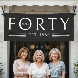 40歳40歳の誕生日パーティーブラック 横断幕