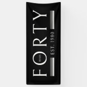 40歳40歳の誕生日パーティーブラック 横断幕 (縦)