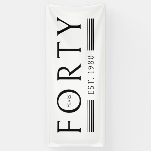 40歳40歳の誕生日パーティーホワイト 横断幕 (縦)