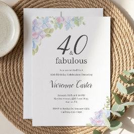 40歳 おめでとう 華やかな花の水彩画 40歳の誕生日 招待状